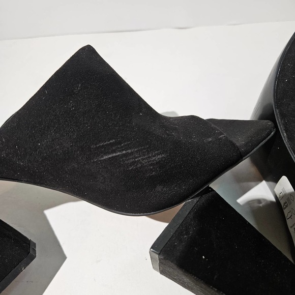ASOS Design Nyla Heeled Mule Square Toe 8 Black Suede Slide Pump Sandal‎ - Picture 9 of 10